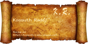 Kossuth Radó névjegykártya
